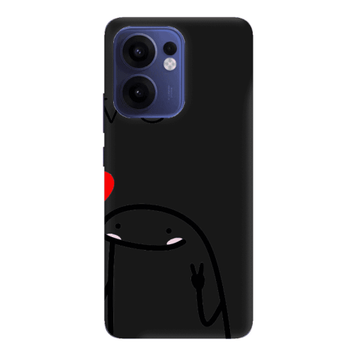 Oppo Reno 13 F Love 2 Black Colored Silicone TPU Θήκη